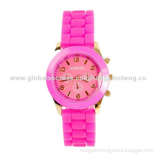 Fashionable Silicone Quartz Watches, Customized Logos on Dials/Straps are Accepted